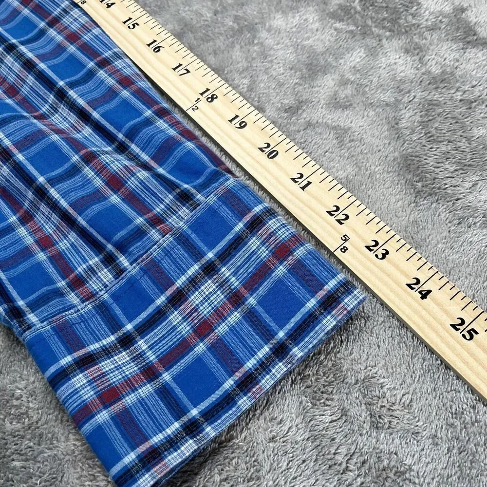 Wrangler Shirt Men's 3XL Western Cowboy Rancher Pearl Snap Plaid Blue Red Rodeo - Picture 6 of 7